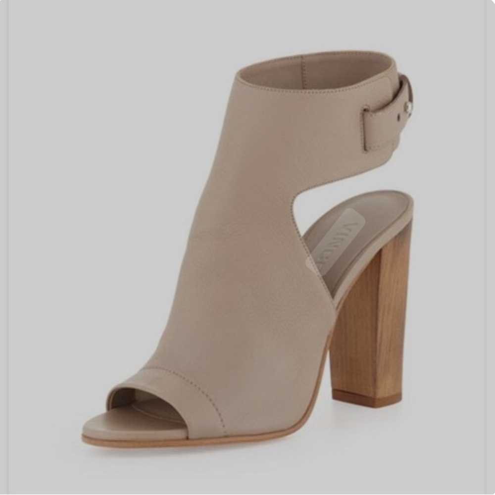 VINCE Addie Leather Peep-Toe Booties | Size 37 (US 7)